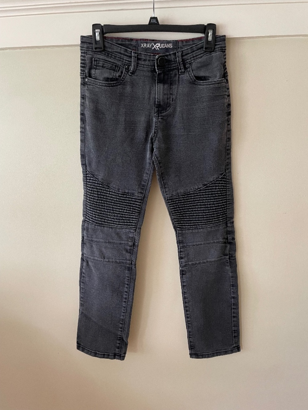 XRAY Jeans Boys Dark Gray Moto Biker Distressed Stretch Slim Jeans l Kid Size 10